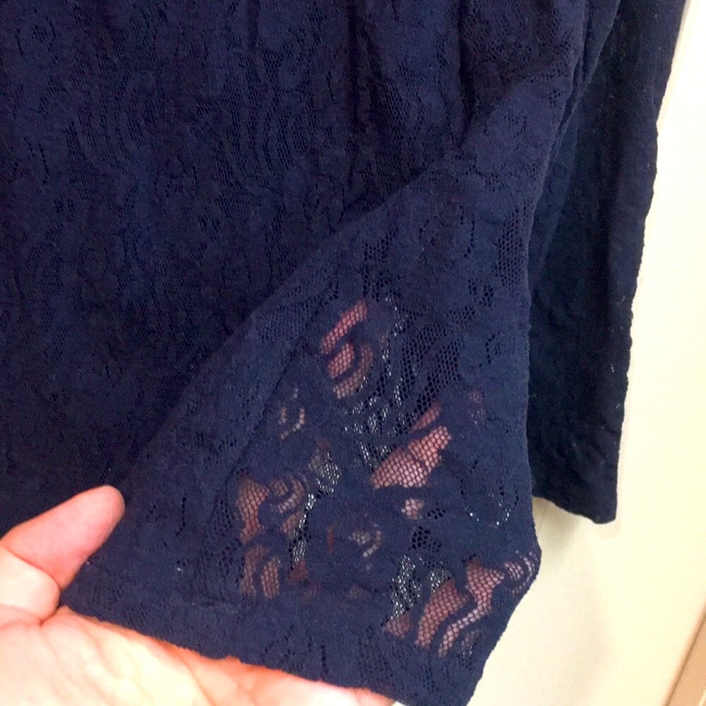 Sheer Navy Lace Crop Top - Picture 2 of 6